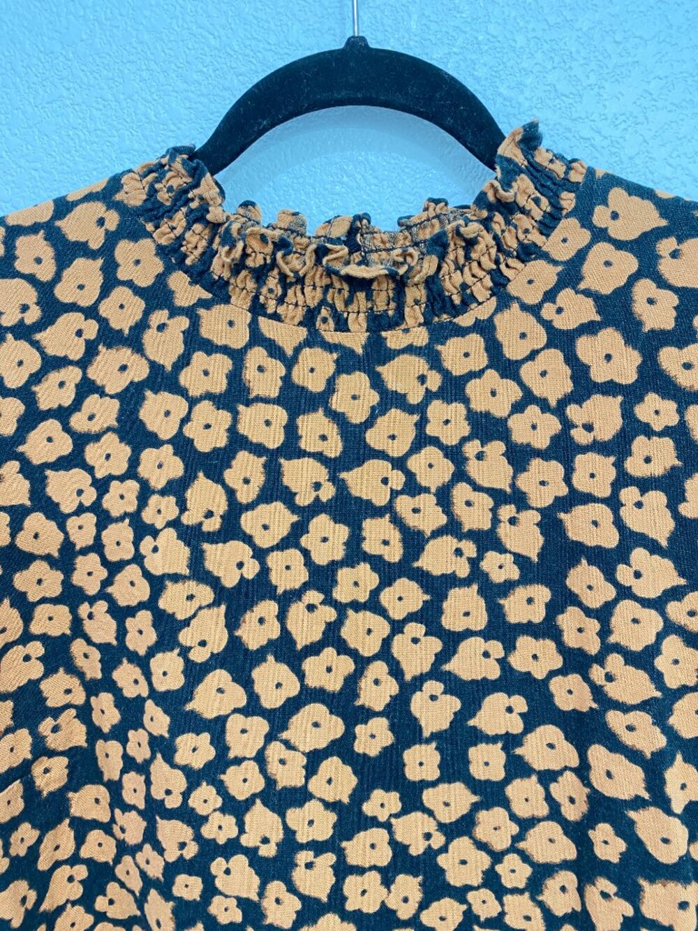 Who What Wear Floral Mock Neck Dress Puff Sleeve Pockets Orange Black XL - Picture 5 of 8